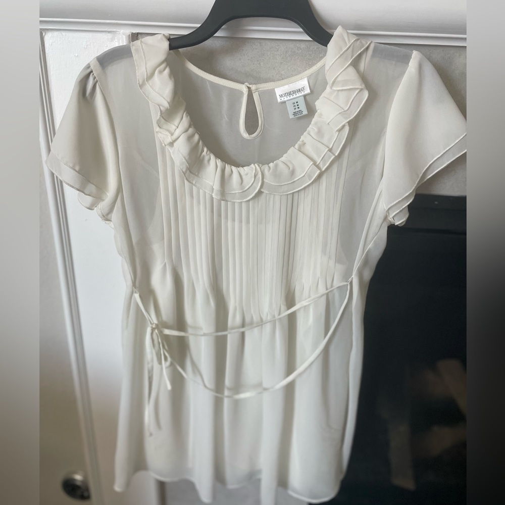 USED— motherhood maternity blouse beige size M